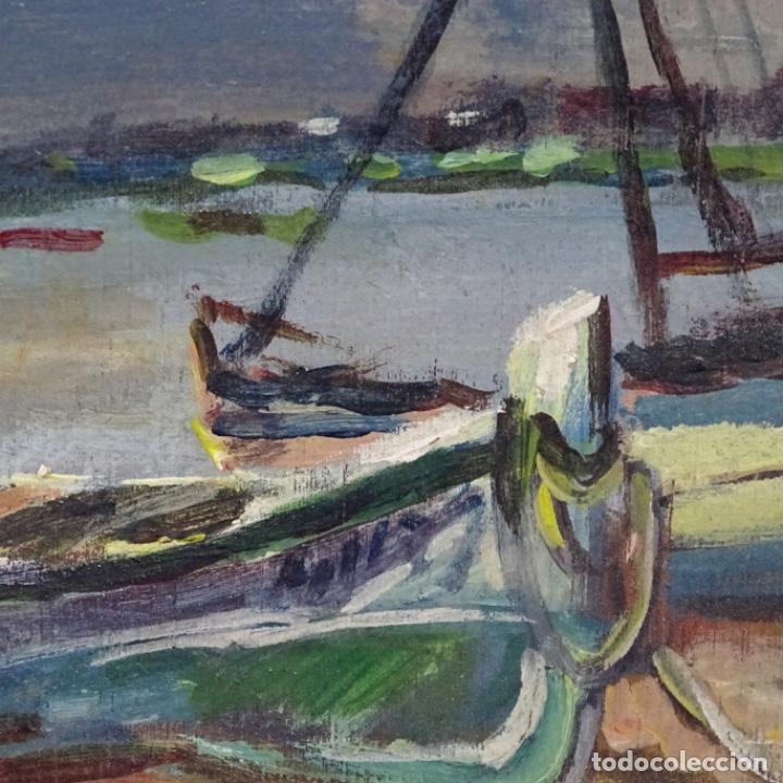 Arte: Oleo sobre tabla anonimo.barcos. - Foto 7