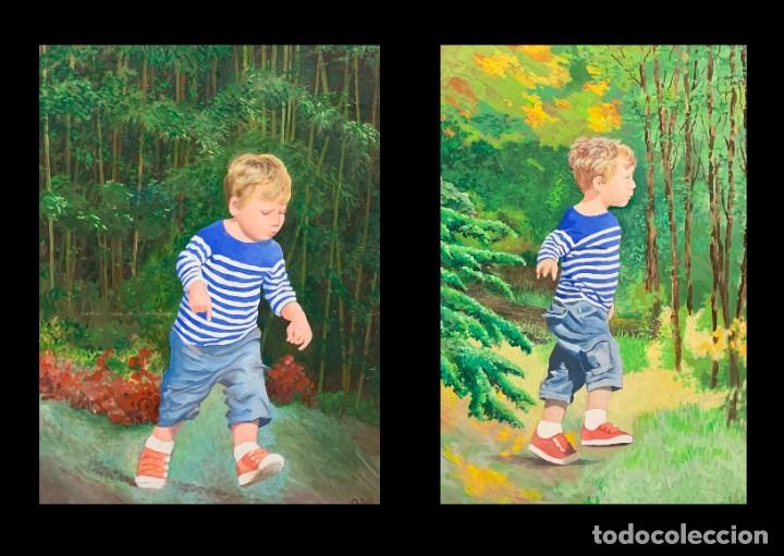 Arte: MAGNIFICO RETRATO DE DOS NI&Ntilde;OS HERMANOS