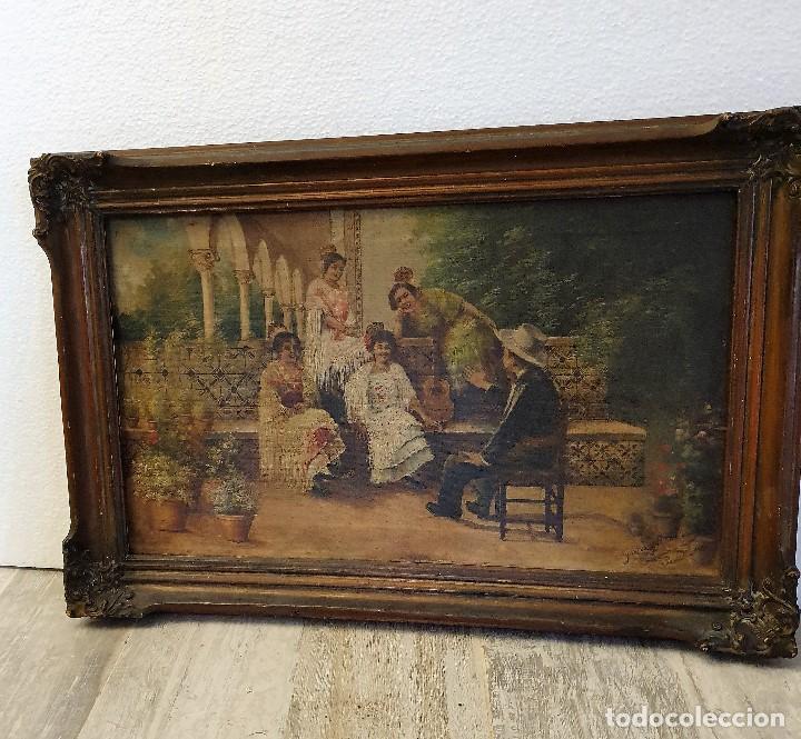 Arte: -ANTIGUO OLEO SOBRE LIENZO - Foto 2