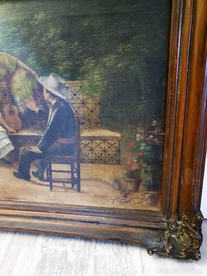 Arte: -ANTIGUO OLEO SOBRE LIENZO - Foto 4