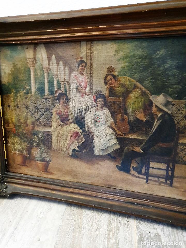 Arte: -ANTIGUO OLEO SOBRE LIENZO - Foto 5