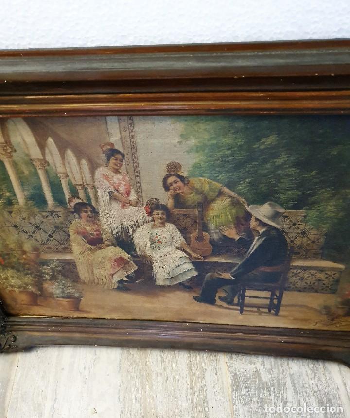 Arte: -ANTIGUO OLEO SOBRE LIENZO - Foto 6