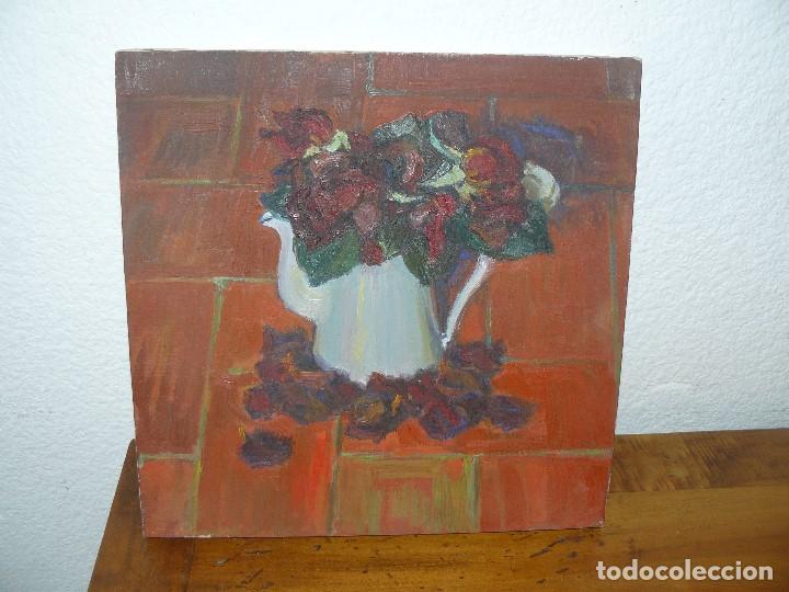 Arte: OLEO SOBRE TELA - ANONIMO - BODEGON - TETERA CON FLORES