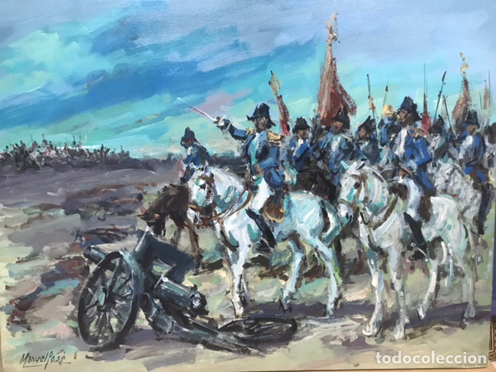 Arte: Batalla, &oacute;leo sobre lienzo de Manuel Jos&eacute; - Foto 1