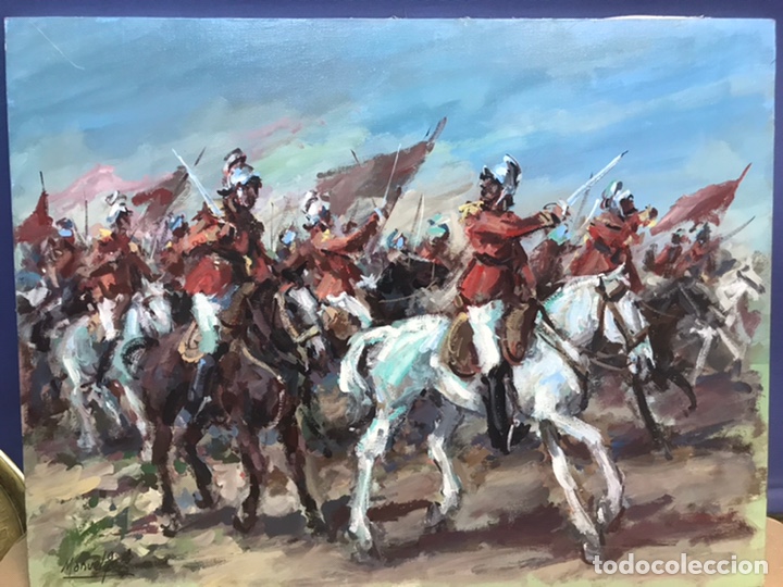 Arte: Batalla, &oacute;leo sobre lienzo de Manuel Jos&eacute; - Foto 1