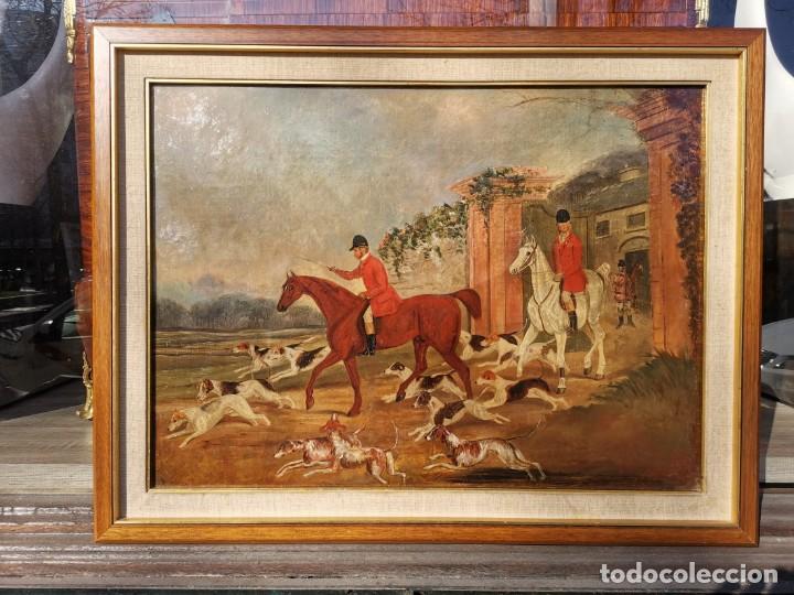 OLEO CAZA INGLES XIX (Arte - Pintura - Pintura al Óleo Moderna siglo XIX)