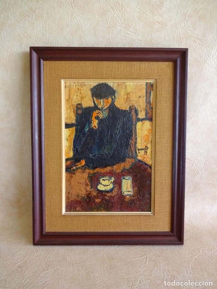 Arte: cuadro raco del cafe de joan queralt i de quadras oleo a espatula a&ntilde;o 1975 firmado