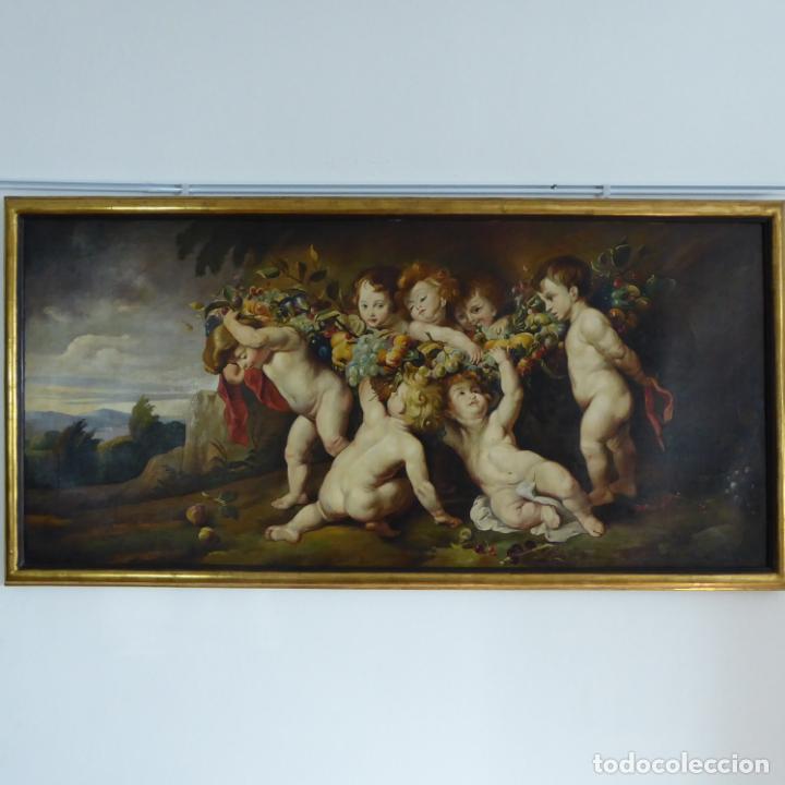 Arte: IMPRESIONANTE OLEO SOBRE LIENZO. - QUERUBINES - FIRMADA - Foto 14