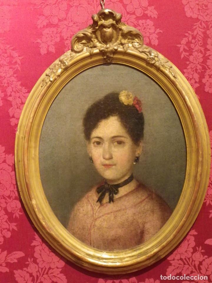 Arte: Retrato de dama, c&iacute;rculo de Goya - Foto 3