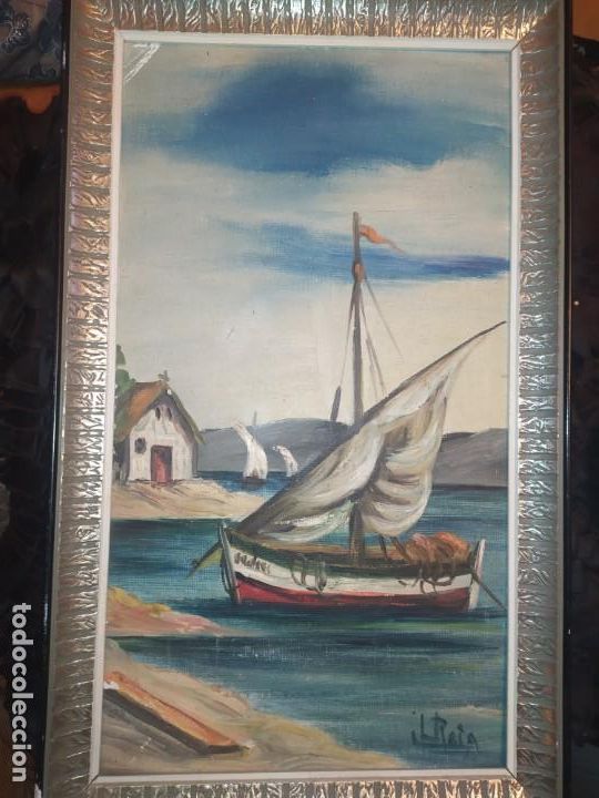 Arte: OLEO LIENZO TABLA BARCA EN EL LAGO CASA PRECIOSO FIRMADO J.RALA ?L.RALIA? L.RATA?L.RALA?ANTIGU