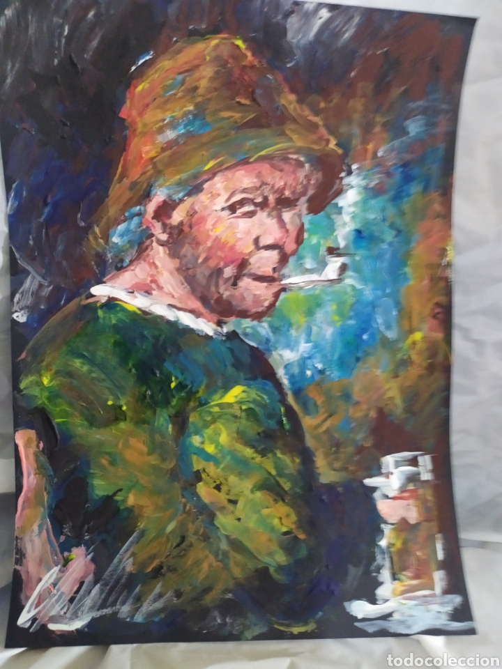 Arte: Hombre con pipa (original) - Foto 3