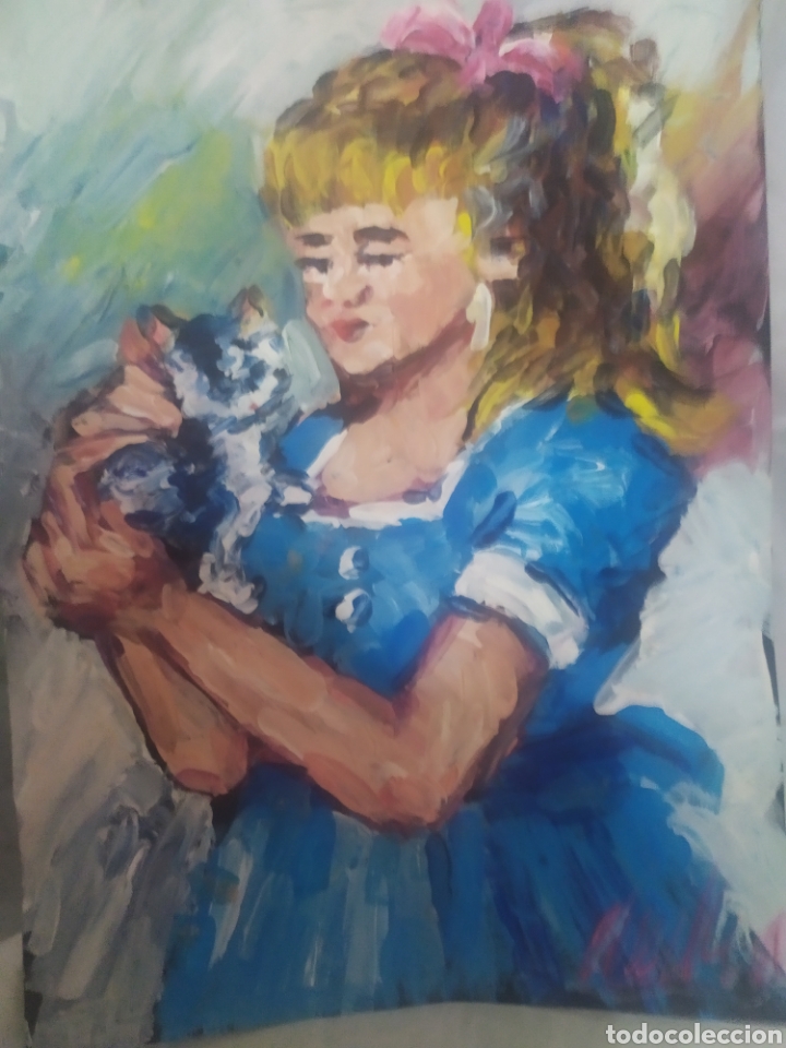 Arte: Junto a mi gato (original) - Foto 4