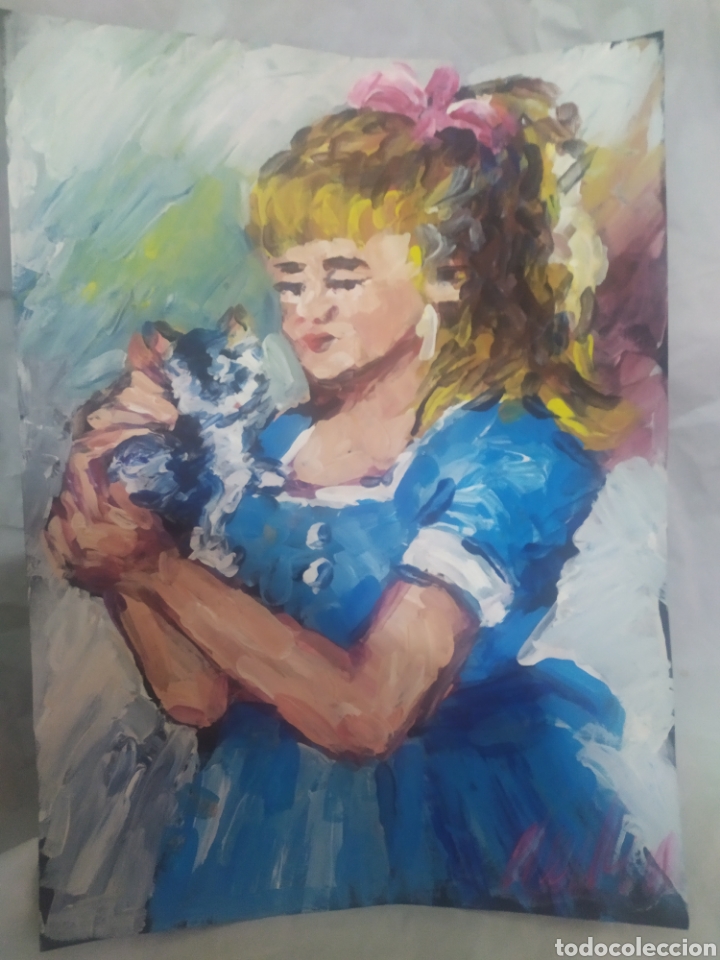 Arte: Junto a mi gato (original) - Foto 1