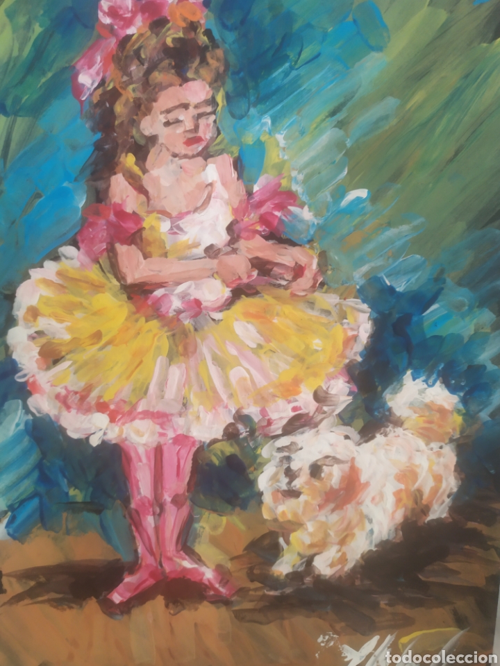 Arte: Ni&ntilde;a con su perro (original) - Foto 1