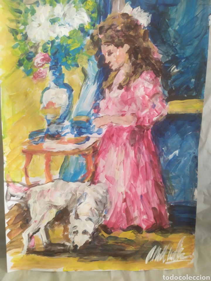 Arte: Ni&ntilde;a en el salon ( original) - Foto 1