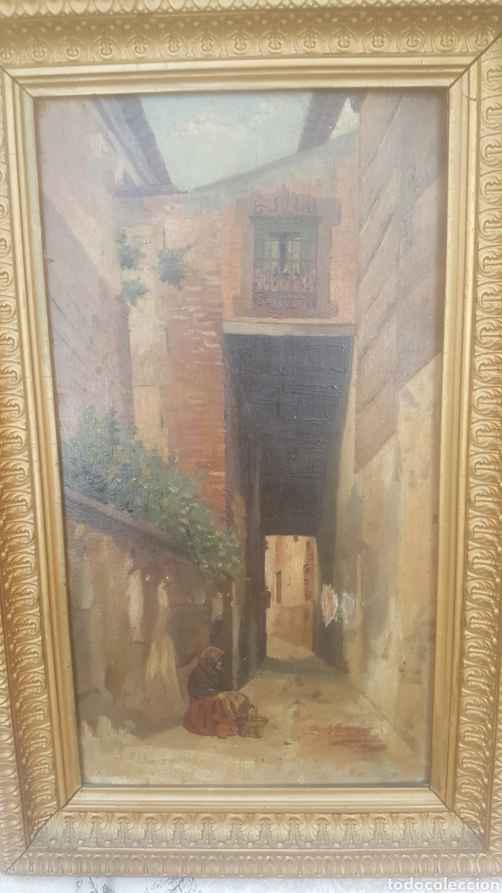 Arte: oleo sobre tabla Toledo cobertizos - Foto 6