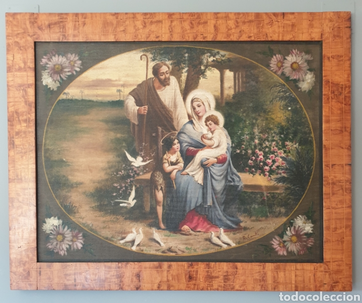 Art: Firmado A.Cant&oacute; (XIX) - Sagrada Familia con San Juanito.
