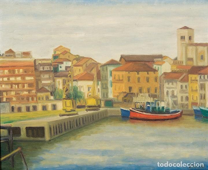 Arte: Alejandro Tapia (Guip&uacute;zcoa -1930) Visto del puerto de Zumaya - Oleo-Lienzo - 50x61cm