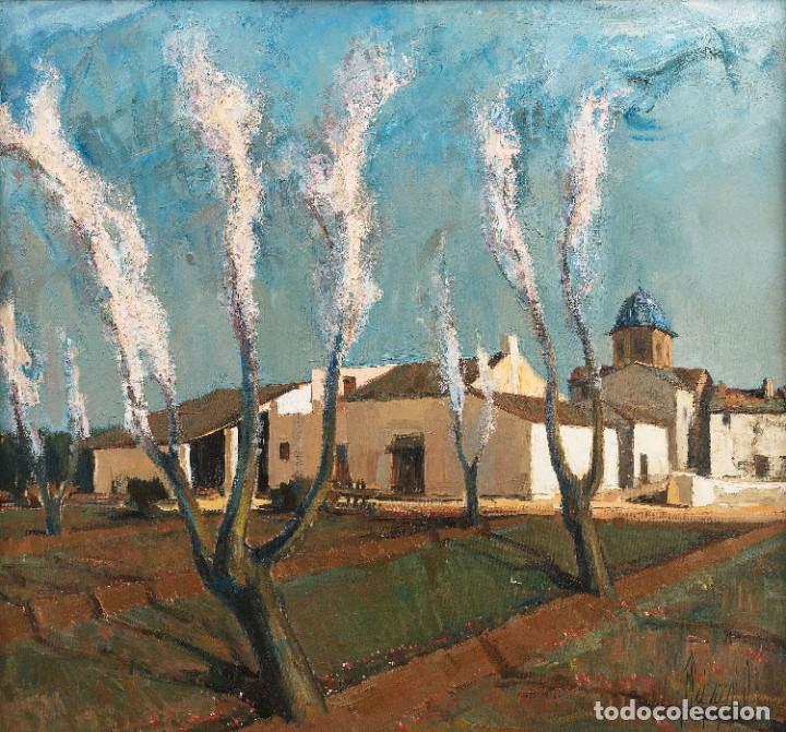 Arte: JOS&Eacute; P&Eacute;REZ GIL (Albacete, 1918 - 1998) Bancales y Almendros en flor - 140x150 cms.
