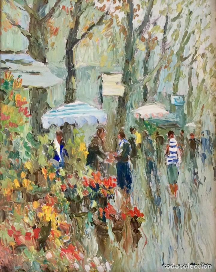 Arte: Cuadro. &Oacute;leo. Rambla de las flores. - Foto 1