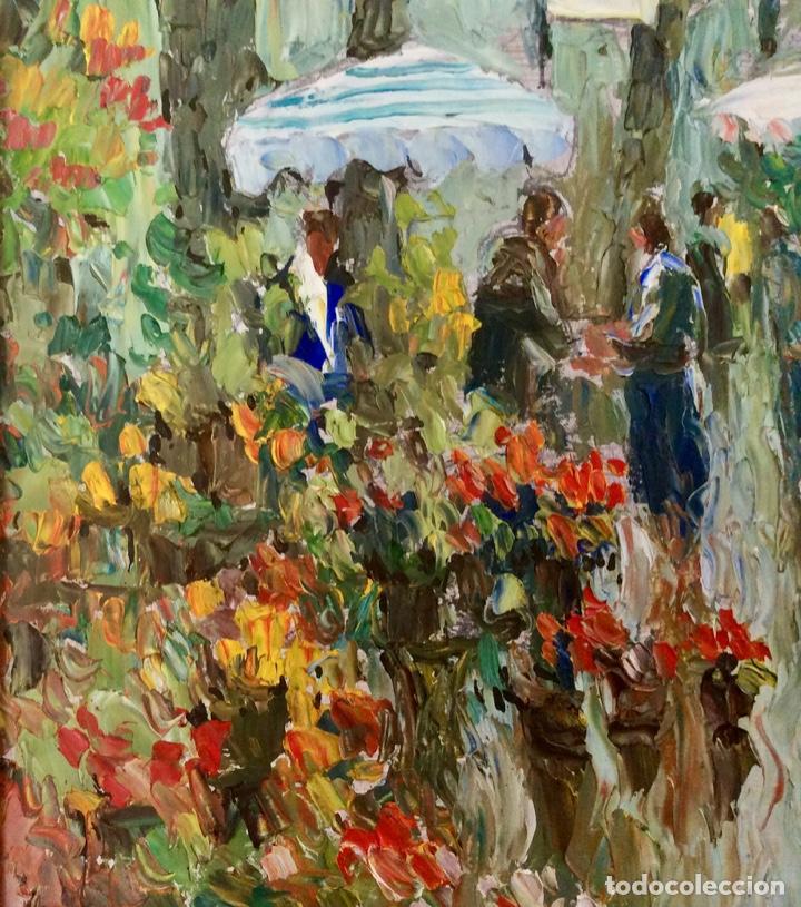 Arte: Cuadro. &Oacute;leo. Rambla de las flores. - Foto 4