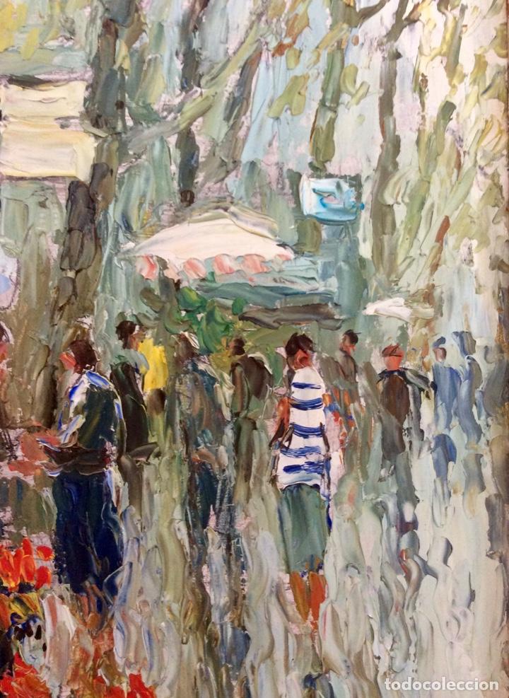Arte: Cuadro. &Oacute;leo. Rambla de las flores. - Foto 5