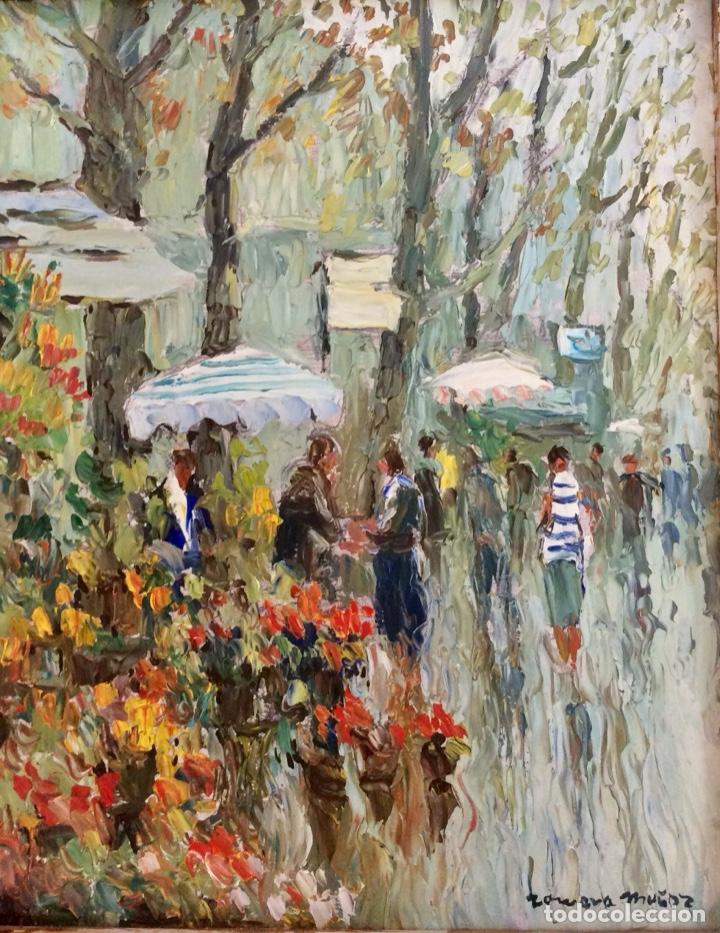 Arte: Cuadro. &Oacute;leo. Rambla de las flores. - Foto 6