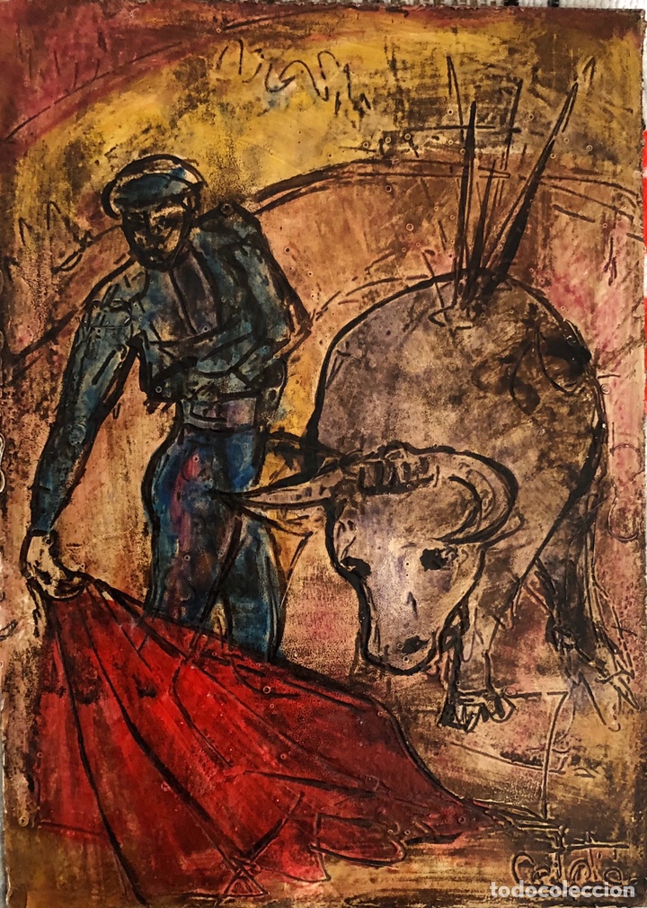 Arte: Sol Catal&aacute;-&Oacute;leo sobre cart&oacute;n-Tauromaquia.