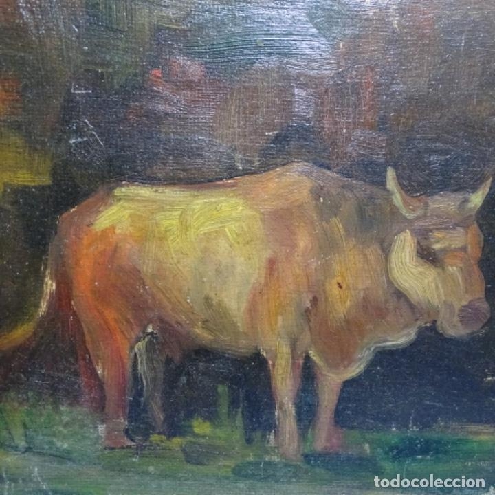 Arte: &Oacute;leo sobre tablex an&oacute;nimo.escuela gallega de buen trazo. - Foto 2