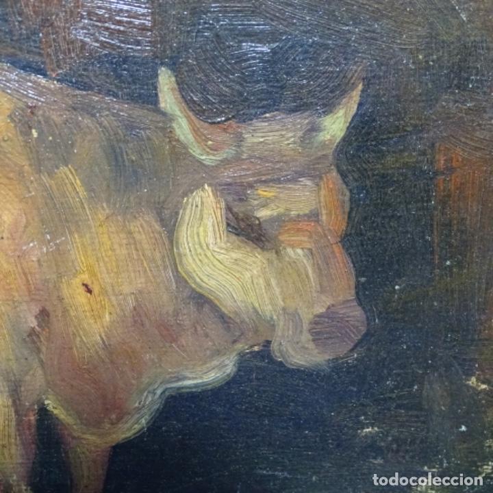 Arte: &Oacute;leo sobre tablex an&oacute;nimo.escuela gallega de buen trazo. - Foto 3