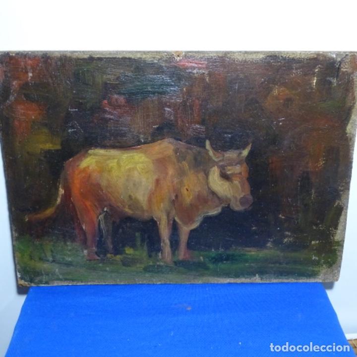 Arte: &Oacute;leo sobre tablex an&oacute;nimo.escuela gallega de buen trazo. - Foto 1