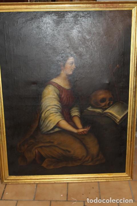 Arte: OLEO SOBRE LIENZO SE&Ntilde;ORA CON CALAVERA - Foto 1