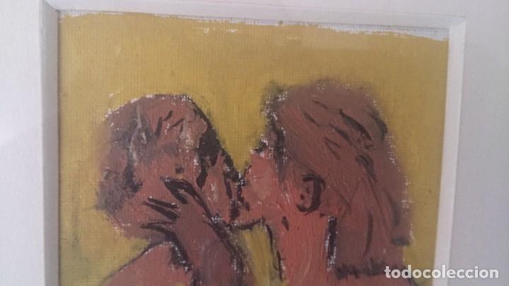 Arte: &Oacute;leo sobre tablex EL BESO 16x10ctms - Foto 3