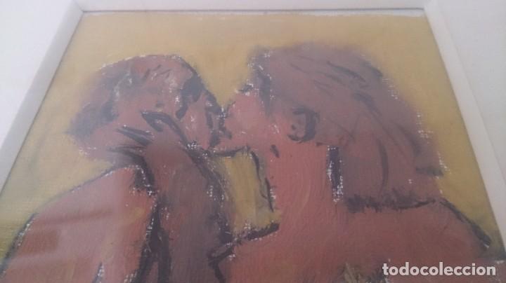 Arte: &Oacute;leo sobre tablex EL BESO 16x10ctms - Foto 11