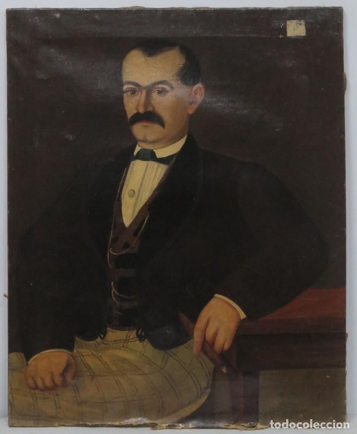 Art: RETRATO DE HOMBRE CON PURO. OELO S/ LIENZO. POSIBLE ESCUELA COLOMBIANA. SIGLO XIX