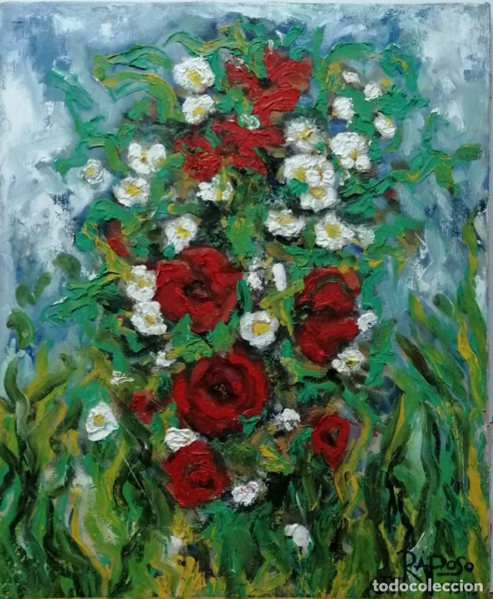 Arte: BODEG&Oacute;N FLORES, &Oacute;LEO SOBRE LIENZO 46x38 cm