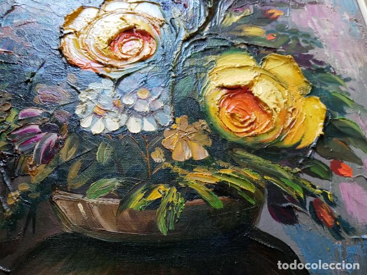 Arte: Bodegon de flores- oleo con gran relieve - Foto 3