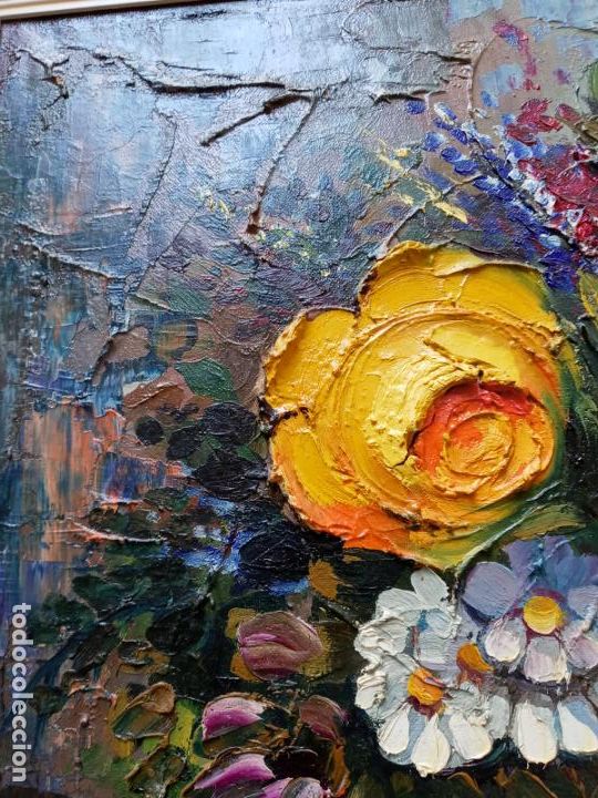Arte: Bodegon de flores- oleo con gran relieve - Foto 4