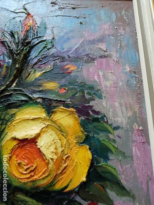 Arte: Bodegon de flores- oleo con gran relieve - Foto 5