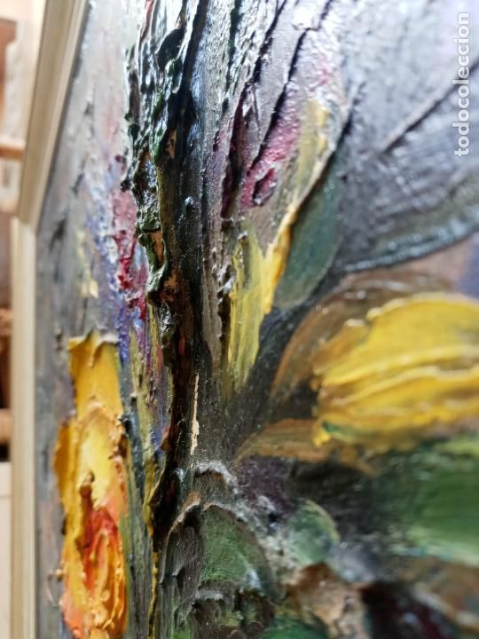 Arte: Bodegon de flores- oleo con gran relieve - Foto 6