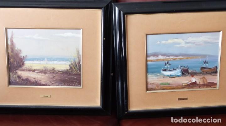 Art: OLEO SOBRE TABLEX. DOS MARINAS 30X24, ENMARCADO TOTAL 55X48 FIRMADO SERRALTA.