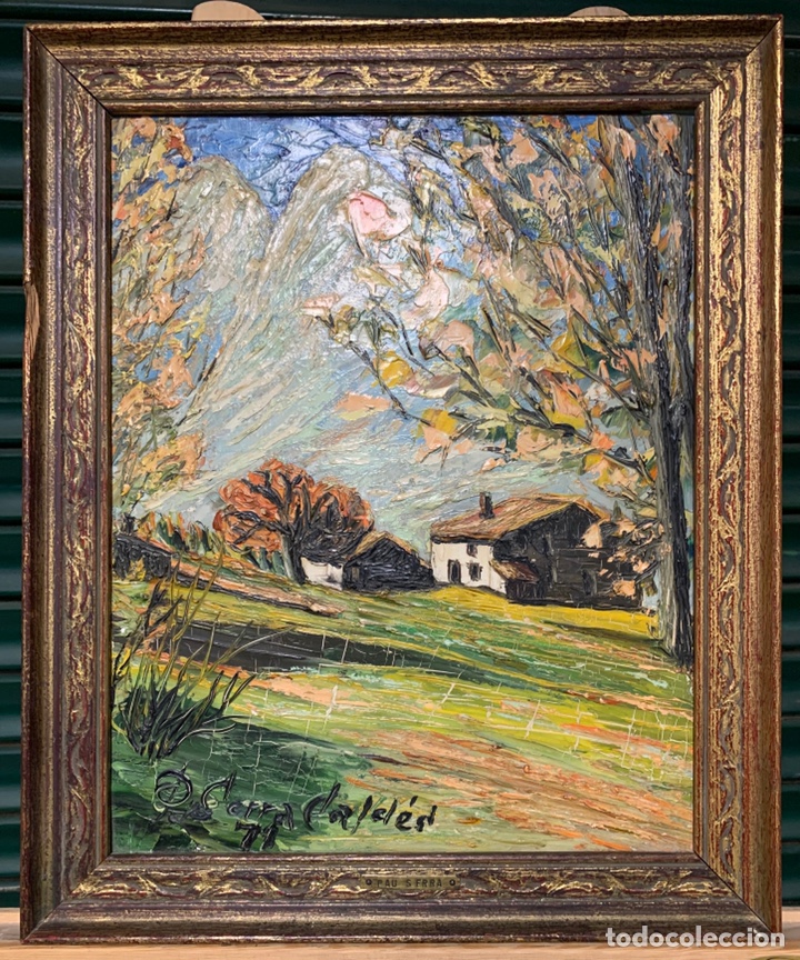 Arte: Pau Serra Cald&eacute;s (1913-?), paisaje de monta&ntilde;a del a&ntilde;o 1971, medidas 32x40 cm