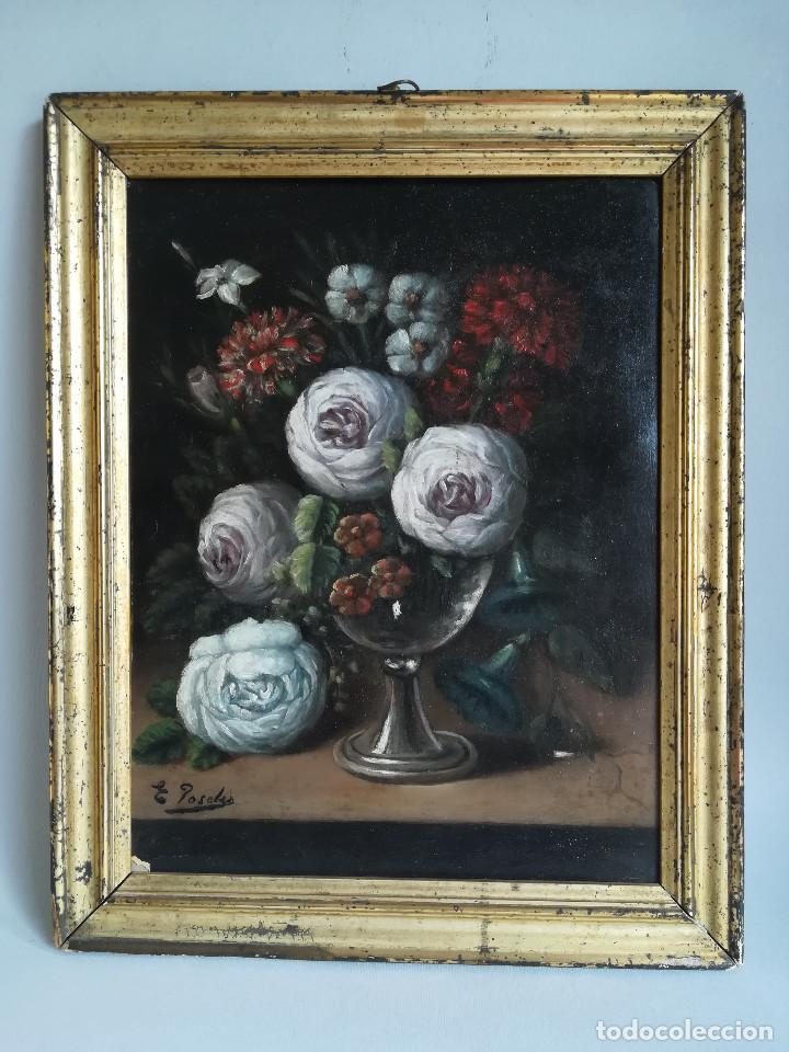 Arte: OLEO BODEGON DE FLORES FIRMADO E POSALES - Foto 1