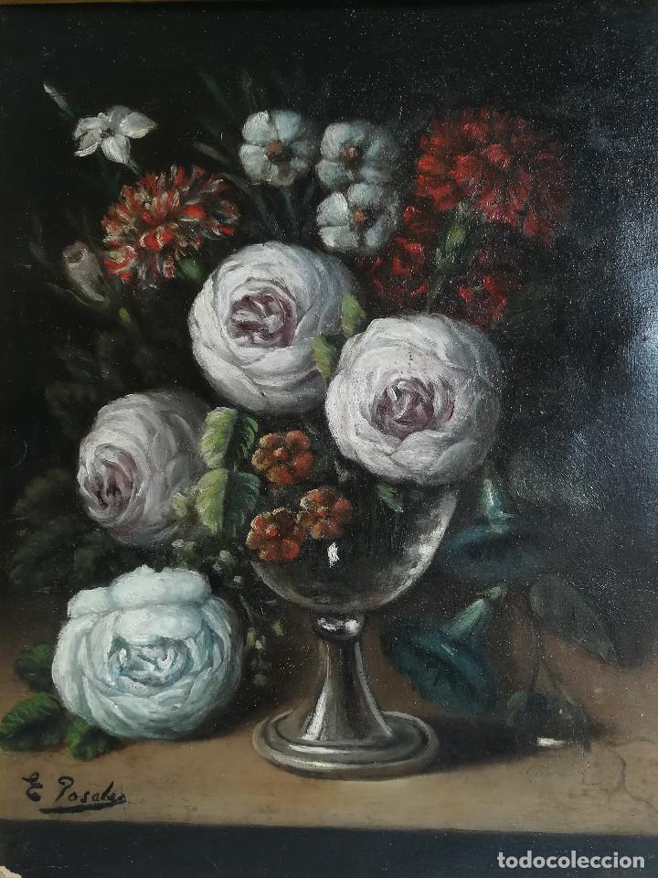 Arte: OLEO BODEGON DE FLORES FIRMADO E POSALES - Foto 7