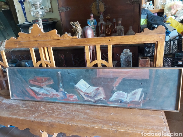 Arte: LIBROS. oleo sobre lienzo, enmarcado. - Foto 1