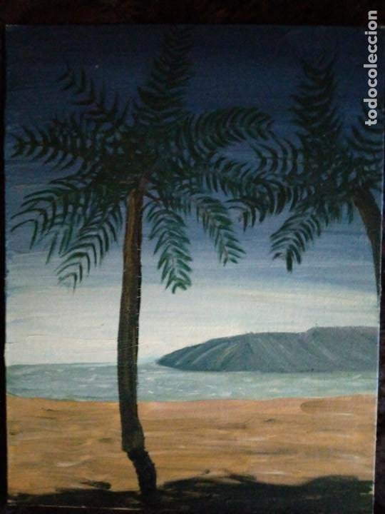 pintura de playa de noche