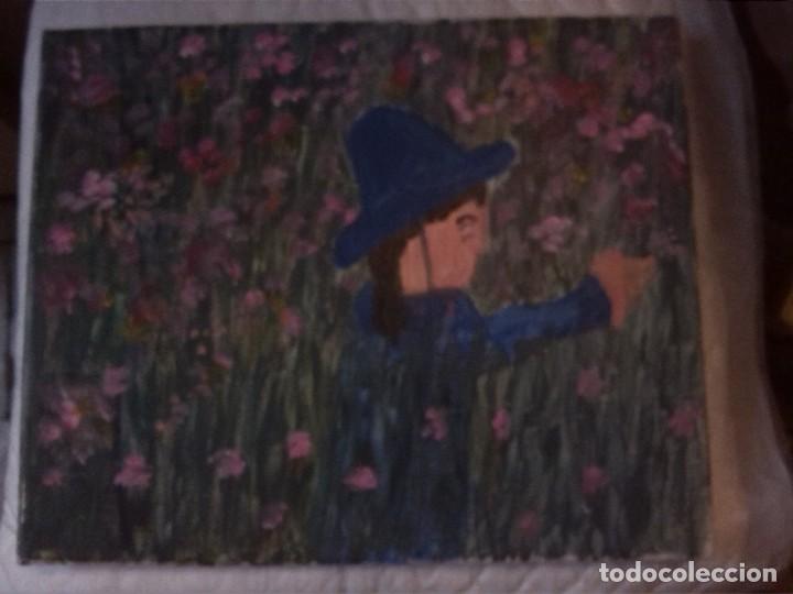 pintura impresionista. niña con sombrero azul c - Compra venta en