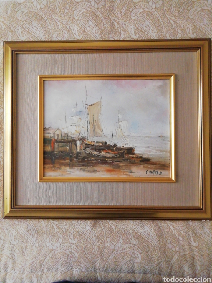 Arte: &Oacute;leo sobre lienzo con tema marinero - Foto 1