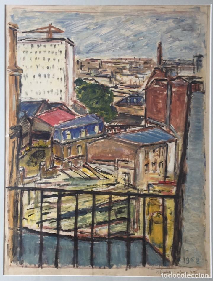 Arte: Vista urbana (1962) de Henri Boulage, con certificado de autenticidad