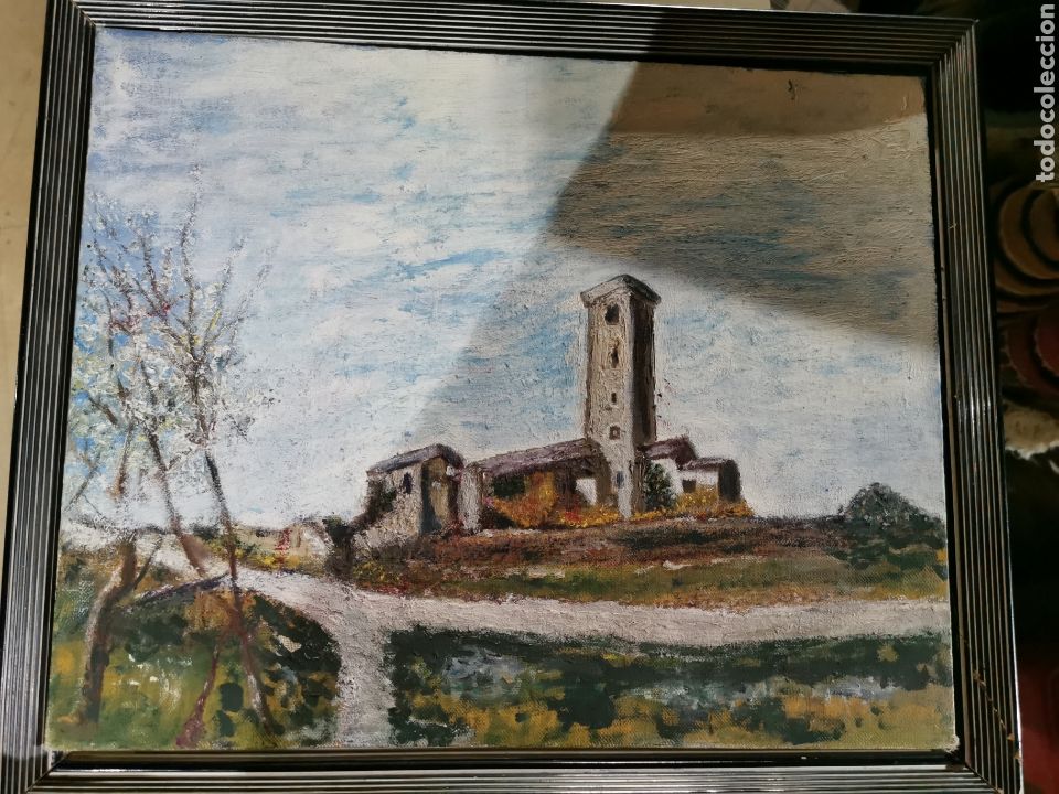 Arte: cuadro casa con torre - Foto 1
